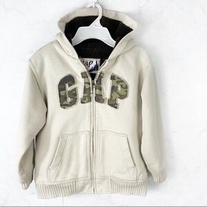 GAP Kids Cream Hoodie with Camo Logo Jacket